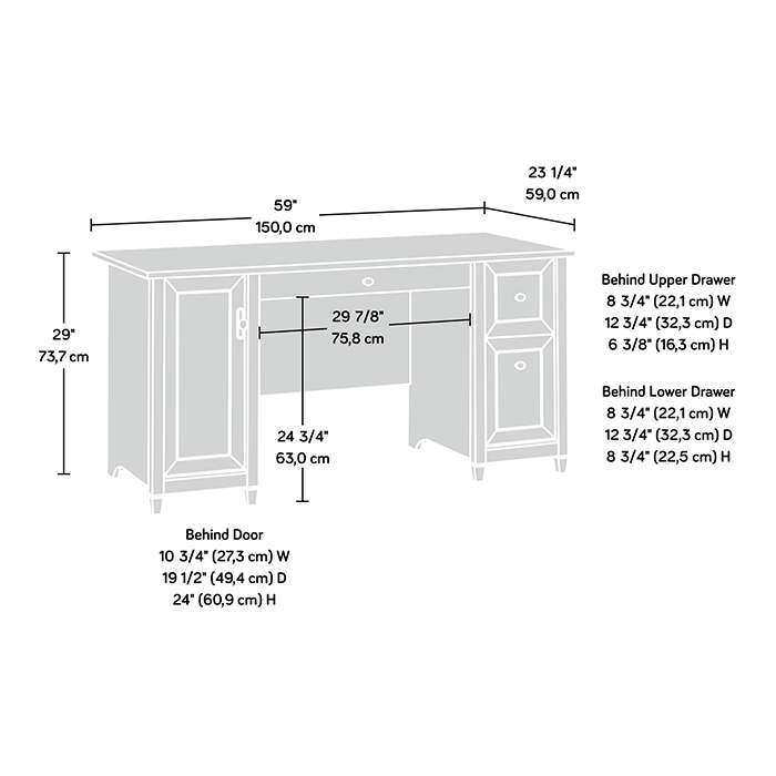 Edge Water 59.06\" Computer Office Desk - Chalked Chestnut