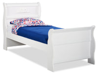 Diamond Dreams Sleigh Bed for Kids, White - Twin Size 