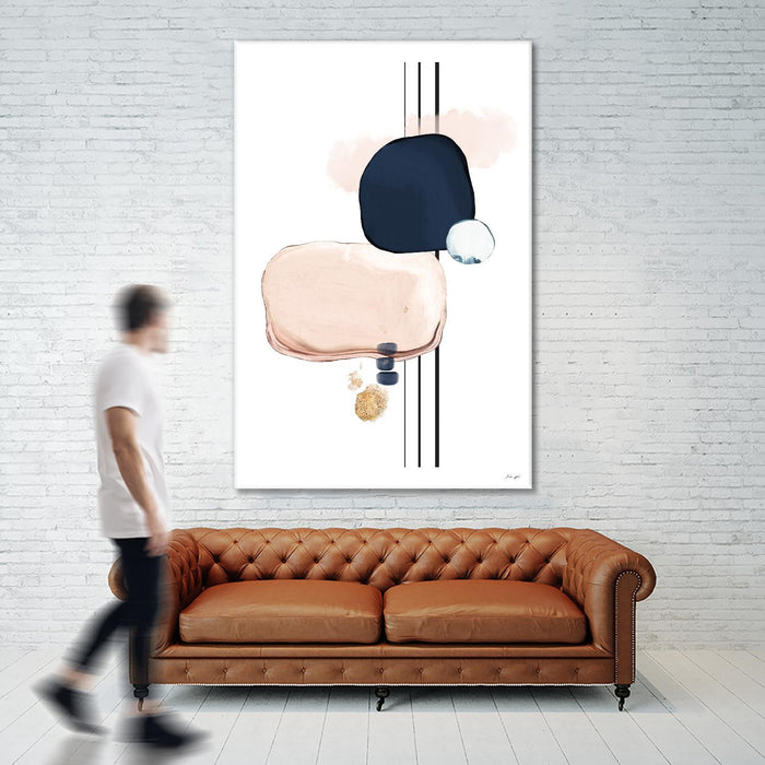 \"Abstract Study Blush And Navy Blue\" Giant Art 72x48 Wall Art