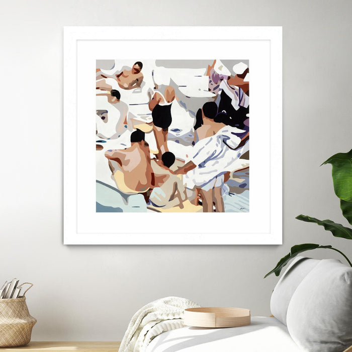 \"Tammy & Greg's Pool Party\" Matted and Framed White 30x30 Wall Art