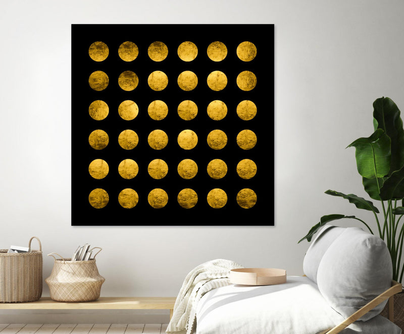\"Golden Spots Black\" Giant Art 54x54 Wall Art