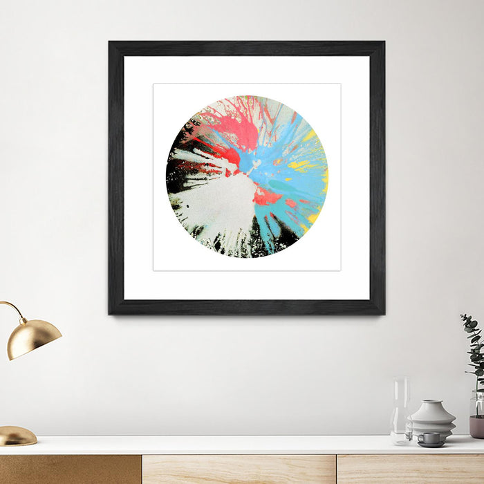 \"Spin Art 10\" Matted and Framed Black 36x36 Wall Art