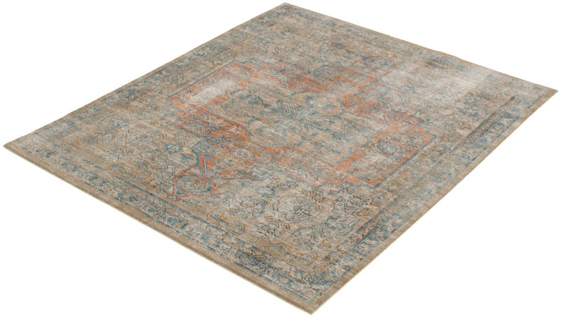 Baina Heriz Beige Area Rug - 5'3\" x 6'7\"
