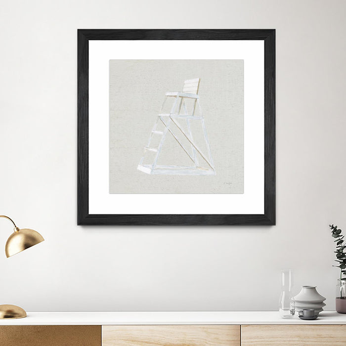 \"Serene Seaside Ii Tan\" Matted and Framed Black 36x36 Wall Art