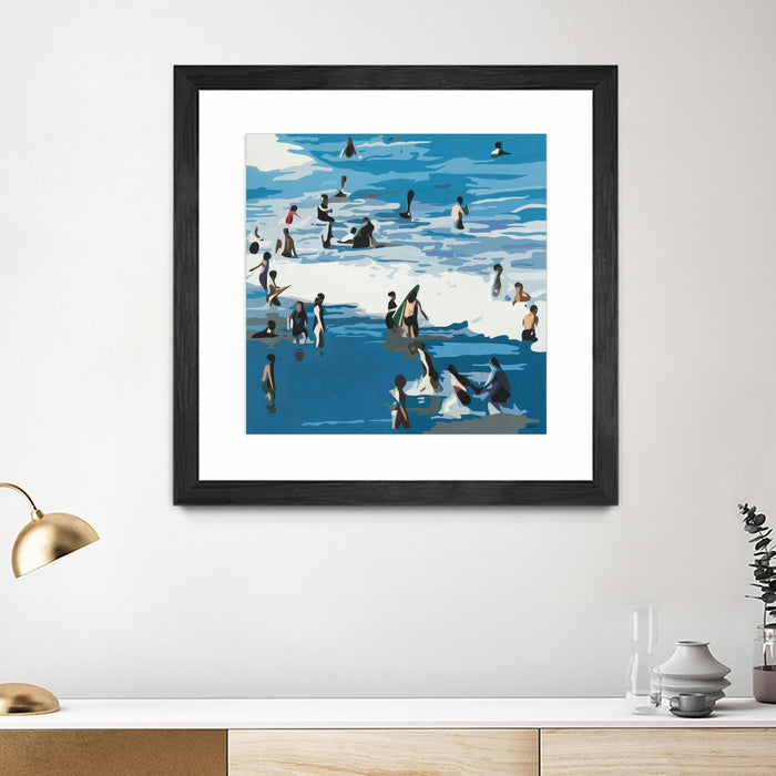 \"Surf's Up\" Matted and Framed Black 36x36 Wall Art