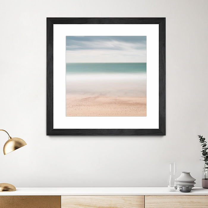 \"Beach, Sea, Sky\" Matted and Framed Black 36x36 Wall Art