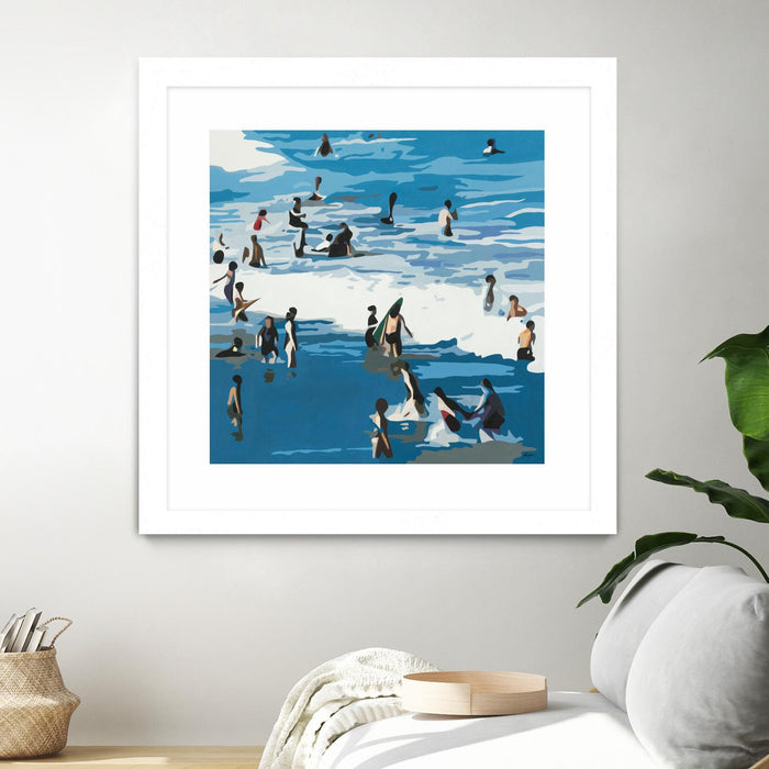 \"Surf's Up\" Matted and Framed White 30x30 Wall Art