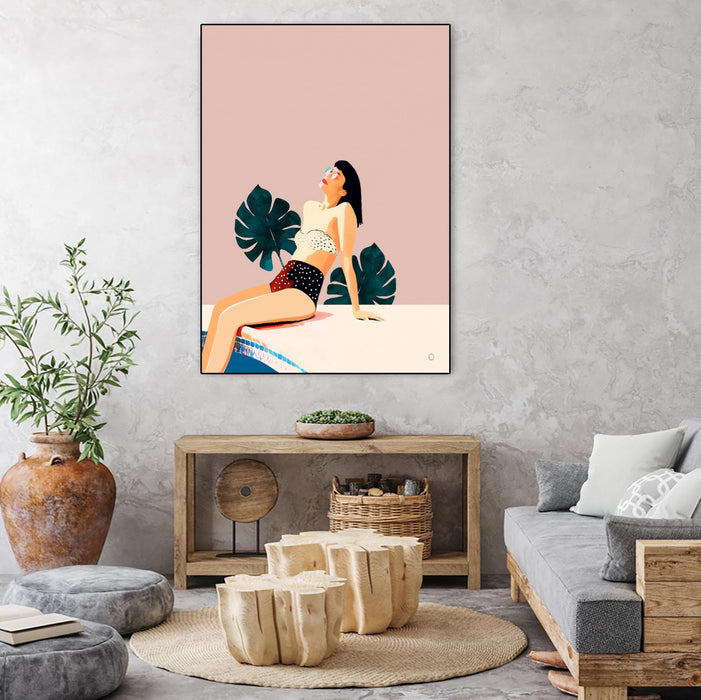 \"Sunday\" Canvas Framed Black 24x32 Wall Art