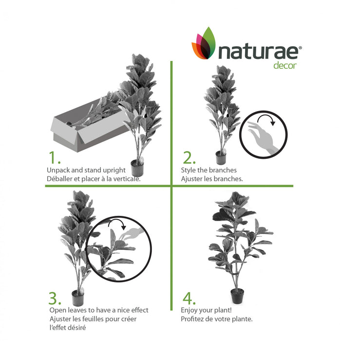 Artificial 57\" Fiddle Leaf Indoor & Outdoor In Black Pot