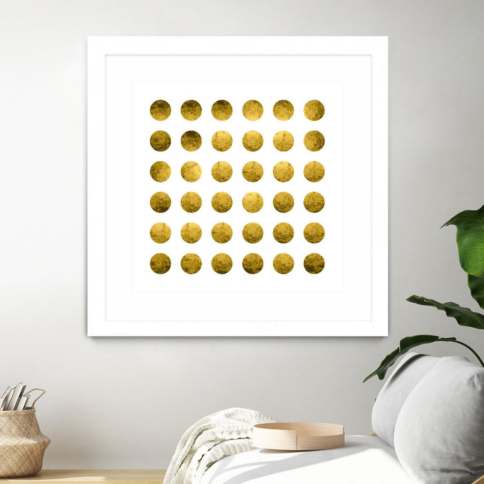 \"Golden Spots White\" Matted and Framed White 30x30 Wall Art