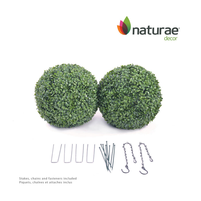 Artificial Boxwood 13\" Foliage Ball 2  Pieces