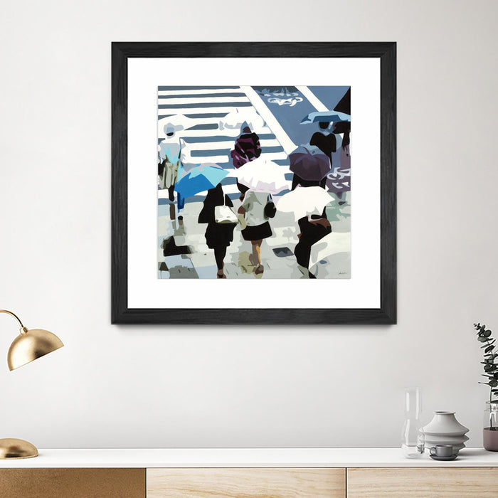 \"April Showers\" Matted and Framed Black 30x30 Wall Art