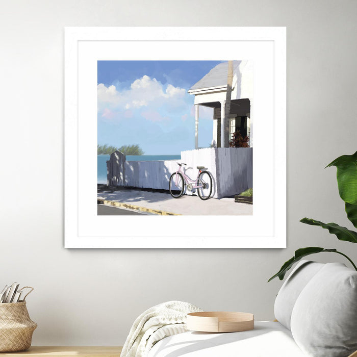 \"Key West Cabana Ii\" Matted and Framed White 36x36 Wall Art