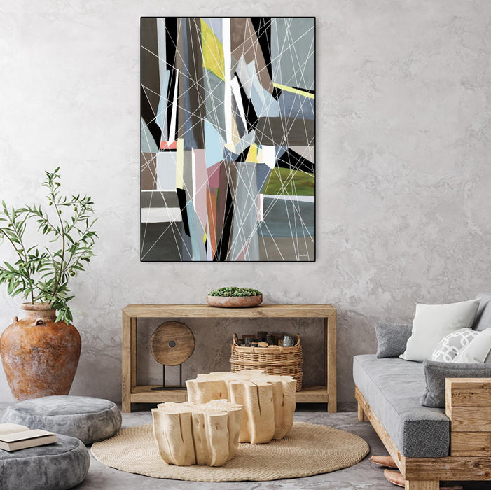 \"Oceanrain\" Canvas Framed Black 18x24 Wall Art