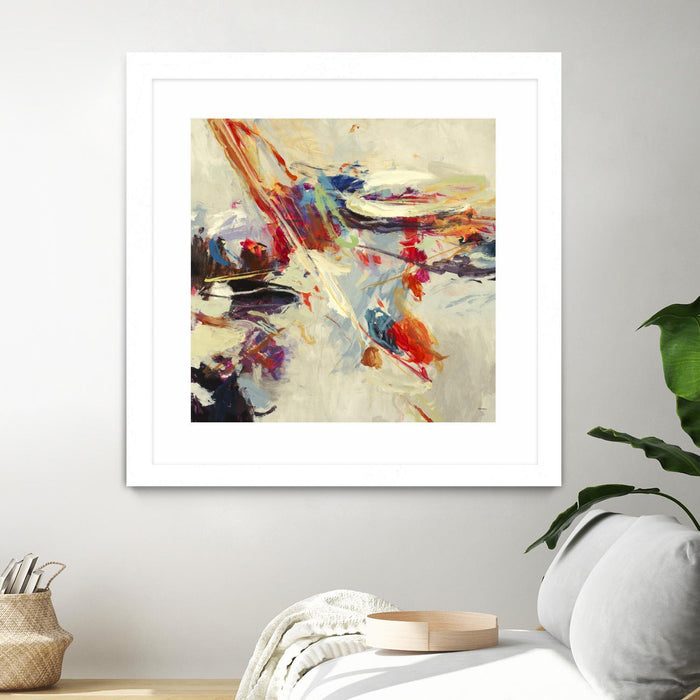 \"Positive Energy I\" Matted and Framed White 36x36 Wall Art