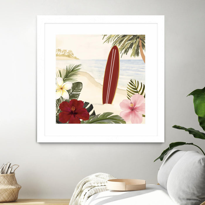 \"Aloha Ii\" Matted and Framed White 36x36 Wall Art