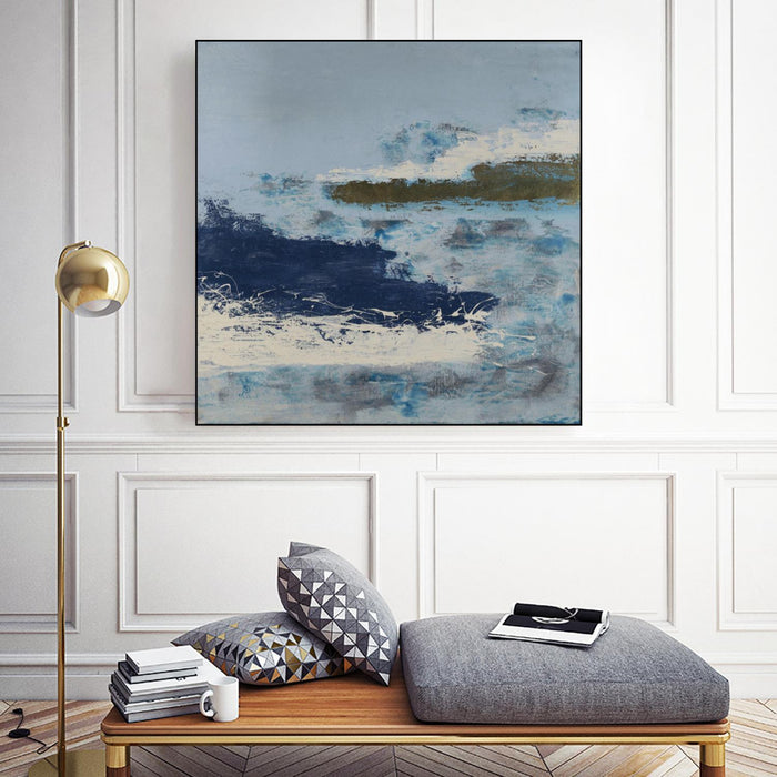 \"Washing To Shore\" Canvas Framed Black 20x20 Wall Art