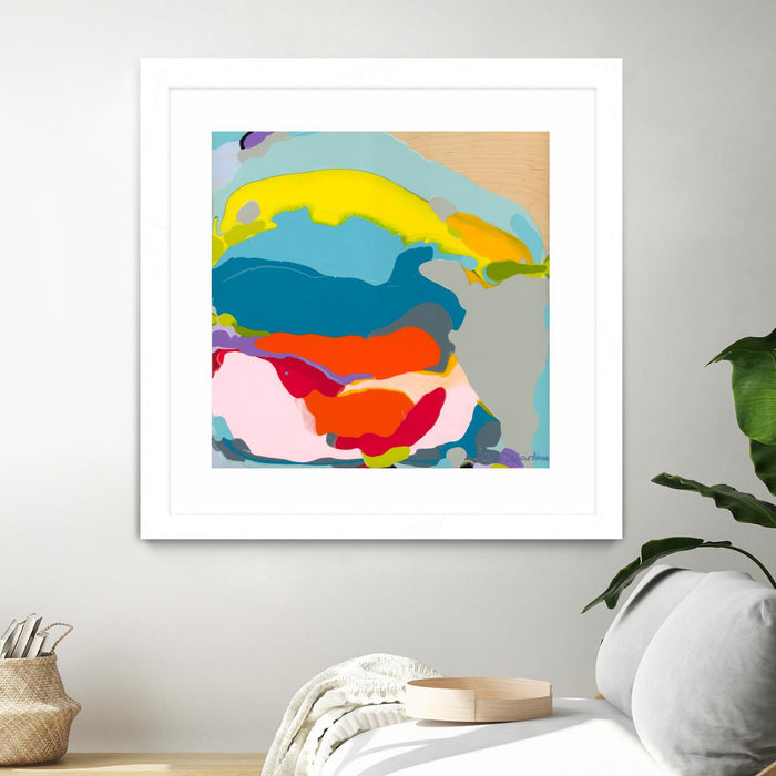 \"Free Falling\" Matted and Framed White 36x36 Wall Art