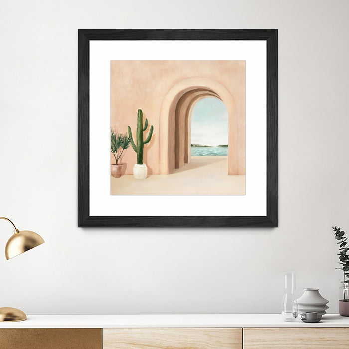 \"Coastal Arch\" Matted and Framed Black 30x30 Wall Art