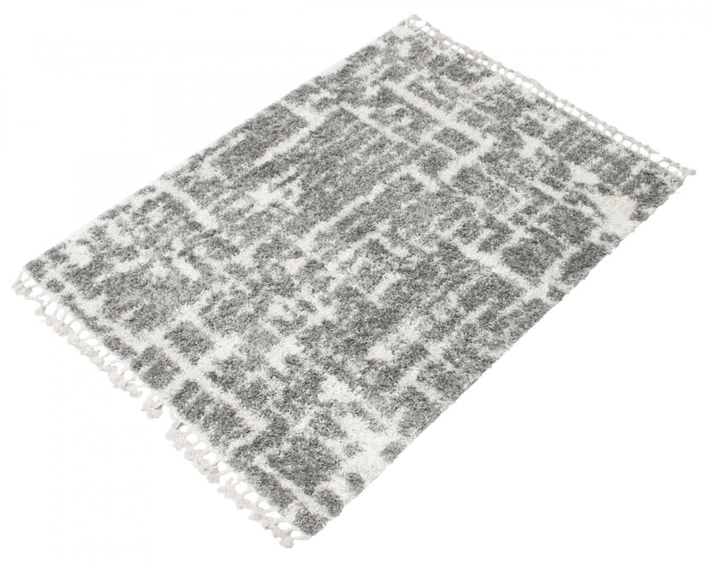 Helma Urban Cream, Dark Grey Shag 6'7\" X 9'6\" Area Rug