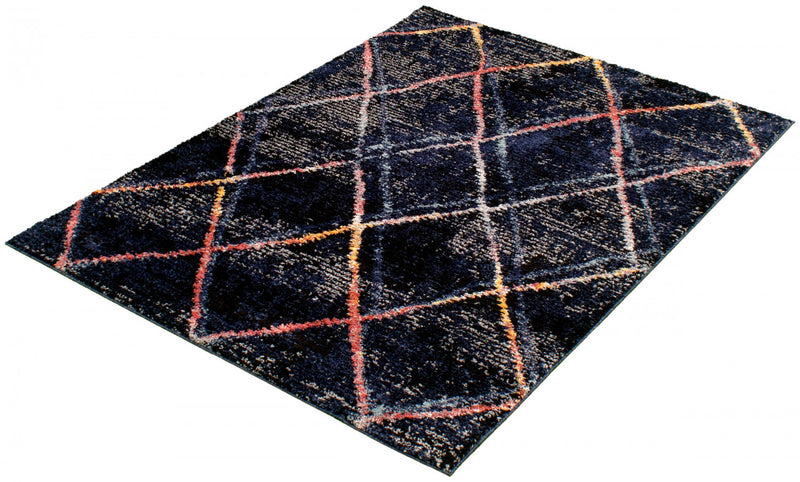 Makondo Abstract Navy Blue Area Rug - 6'7\" x 9'6\"