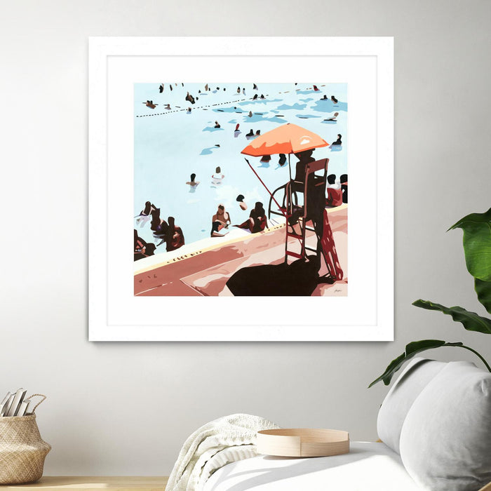\"It's All Going Just Swimmingly\" Matted and Framed White 36x36 Wall Art