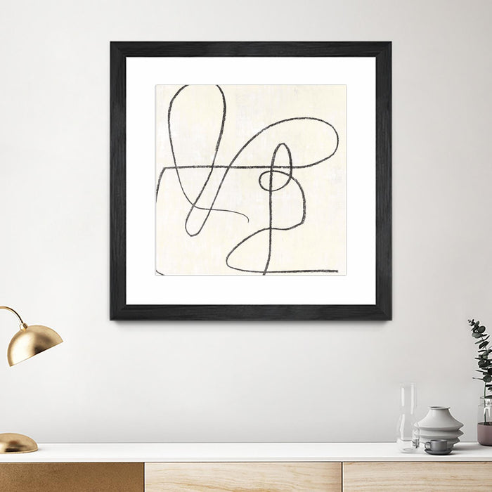 \"Juxtaposing\" Matted and Framed Black 36x36 Wall Art
