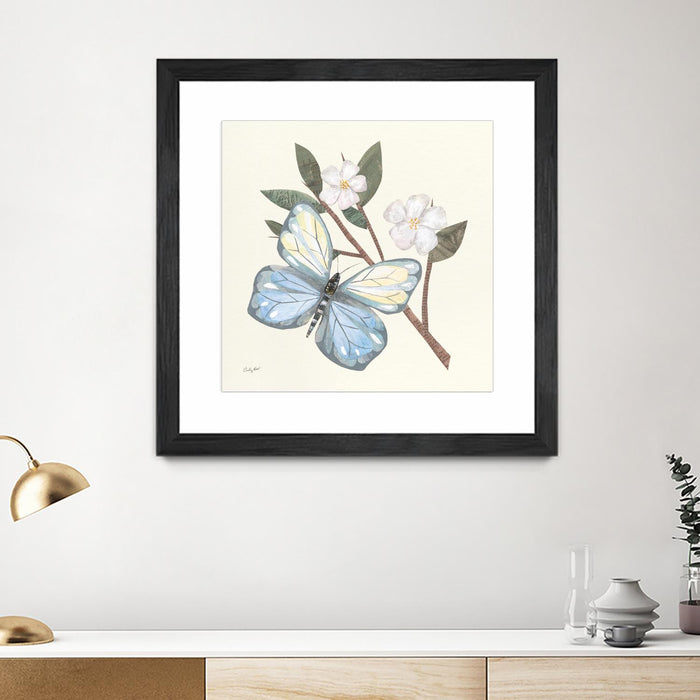 \"In The Garden Butterfly\" Matted and Framed Black 30x30 Wall Art