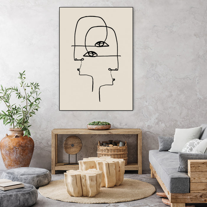 \"Faces\" Canvas Framed Black 18x24 Wall Art