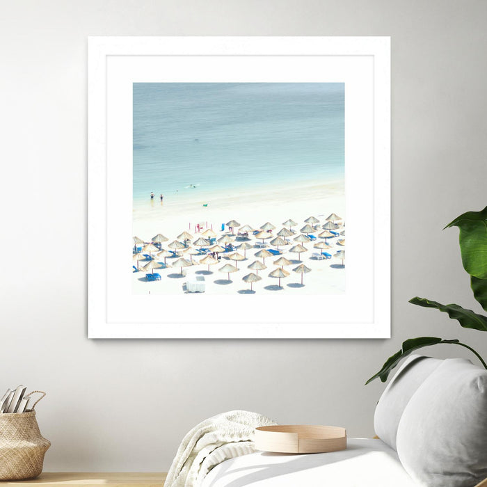 \"Sesimbra I\" Matted and Framed White 30x30 Wall Art