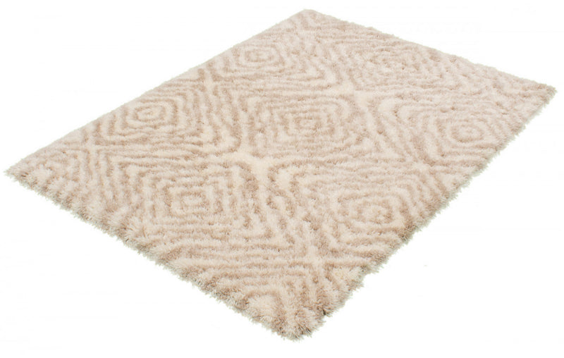 Agalia Abstract Ivory-Tan Shag - 5'3\" x 7'3\"