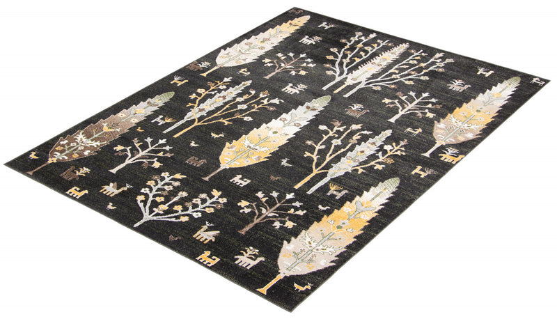 Pine Black Machine Washable Area Rug - 6'0\" x 9'0\"