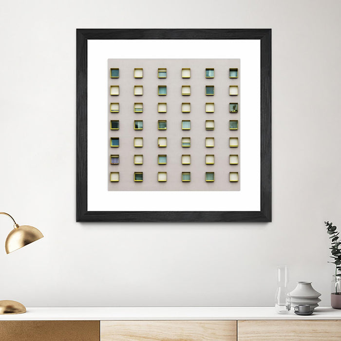 \"Windows Ii\" Matted and Framed Black 36x36 Wall Art