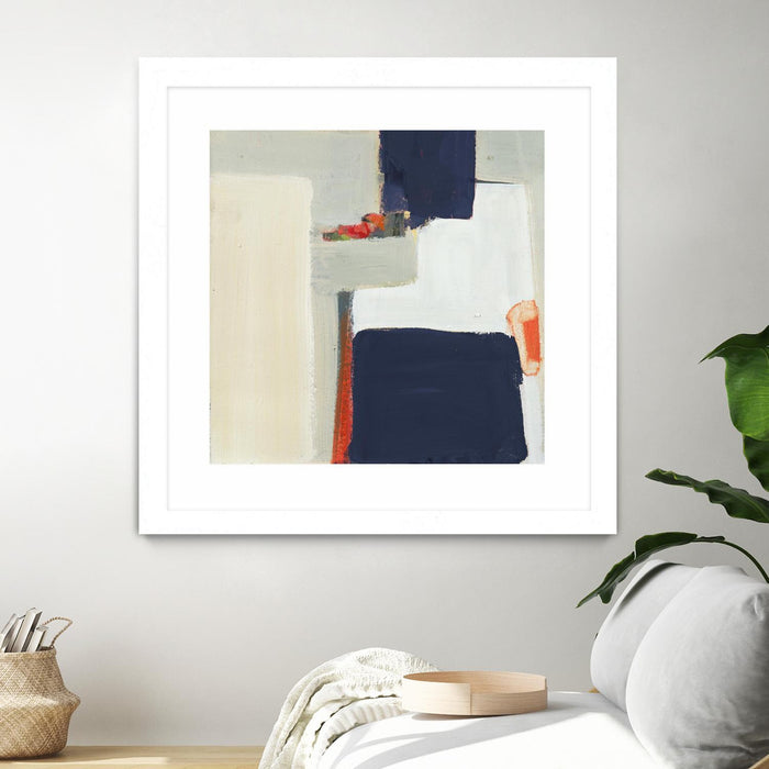 \"Bay Bridge V1\" Matted and Framed White 30x30 Wall Art