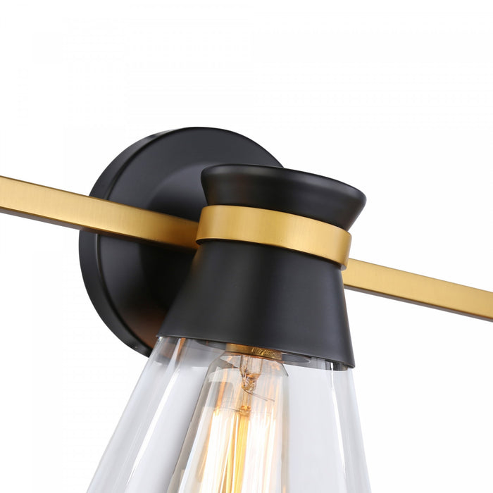 Kanata Black & Brushed Brass 3-Light Bathroom Vanity Light