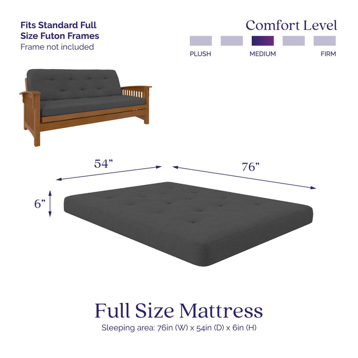 Signature Sleep Braga Full Bonnell Coil Futon Mattress - Grey