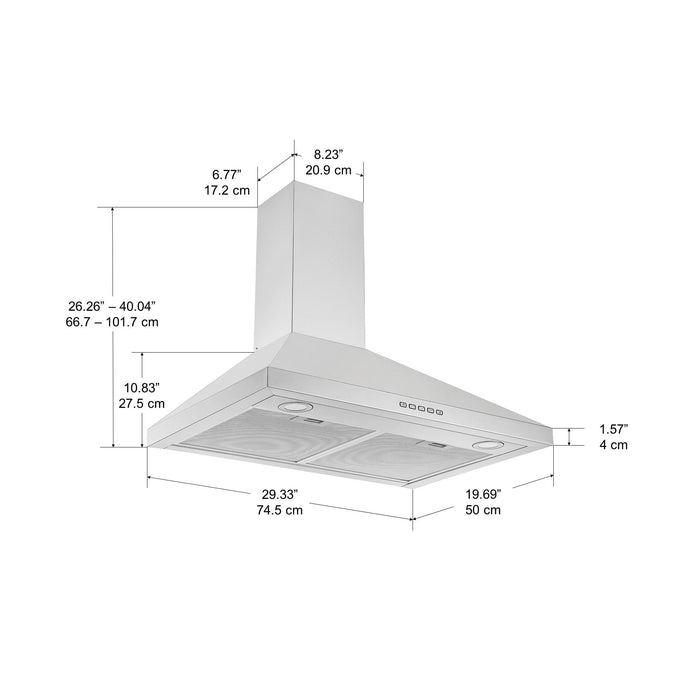 Ancona 30\" Convertible Wall-Mounted Pyramid Range Hood - AN-1136