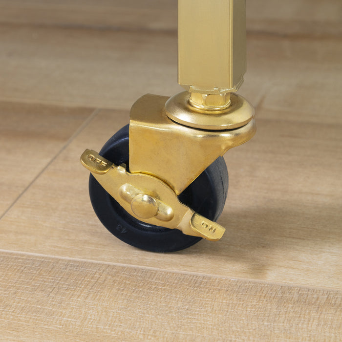 Maliza Bar Cart With Wine Bottle Storage And Wine Glass Rack - Faux Carrara Marble And Gold