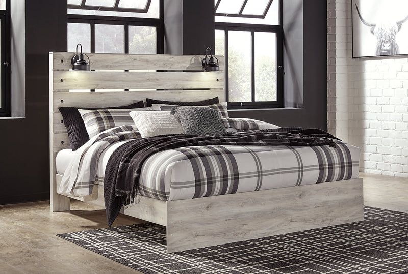 Abby 6pc Bedroom Set with Panel Bed, Dresser, Mirror & Nightstand, LED, USB, White - King Size