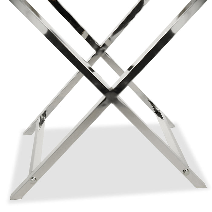 Alana 18.25\" Accent Table With Storage - Grey & Chrome