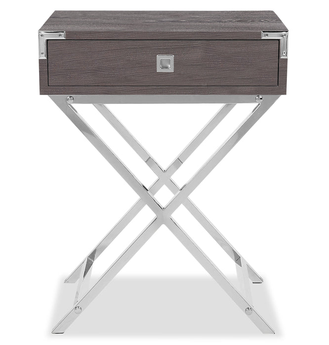 Alana 18.25\" Accent Table With Storage - Grey & Chrome