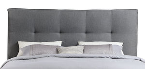 Asha Upholstered Headboard in Grey Fabric, Tufted - King Size