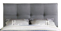 Asha Upholstered Headboard in Grey Fabric, Tufted - Queen Size 