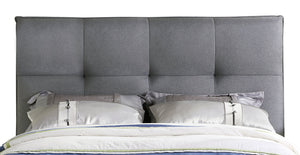 Asha Upholstered Headboard in Grey Fabric, Tufted - Queen Size