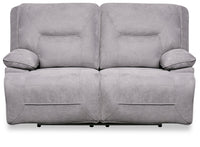 Beau Faux Suede Power Reclining Loveseat - Grey 