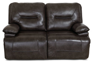 Beau Genuine Leather Power Reclining Loveseat - Grey