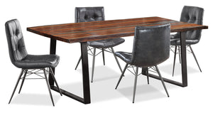 Bowery 5pc Dining Set with Table & 4 Avis Chairs, Sheesham Wood, Metal, 80