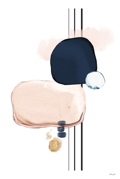 \"Abstract Study Blush And Navy Blue\" Giant Art 84x54 Wall Art