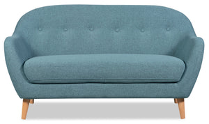 Calla Linen-Look Fabric Loveseat - Blue