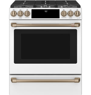 Cafe 5.6 Cu. Ft. Smart Gas Range with True European Convection and Self Clean Racks - Matte White - CCGS700P4MW2